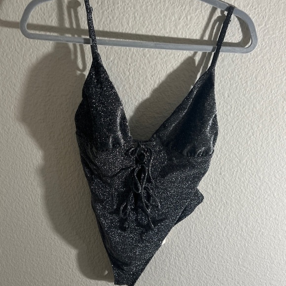 Dippin' Daisy's Mercury One Piece Swimsuit Sparkle Black beach resort Sz L NWT - Picture 6 of 10